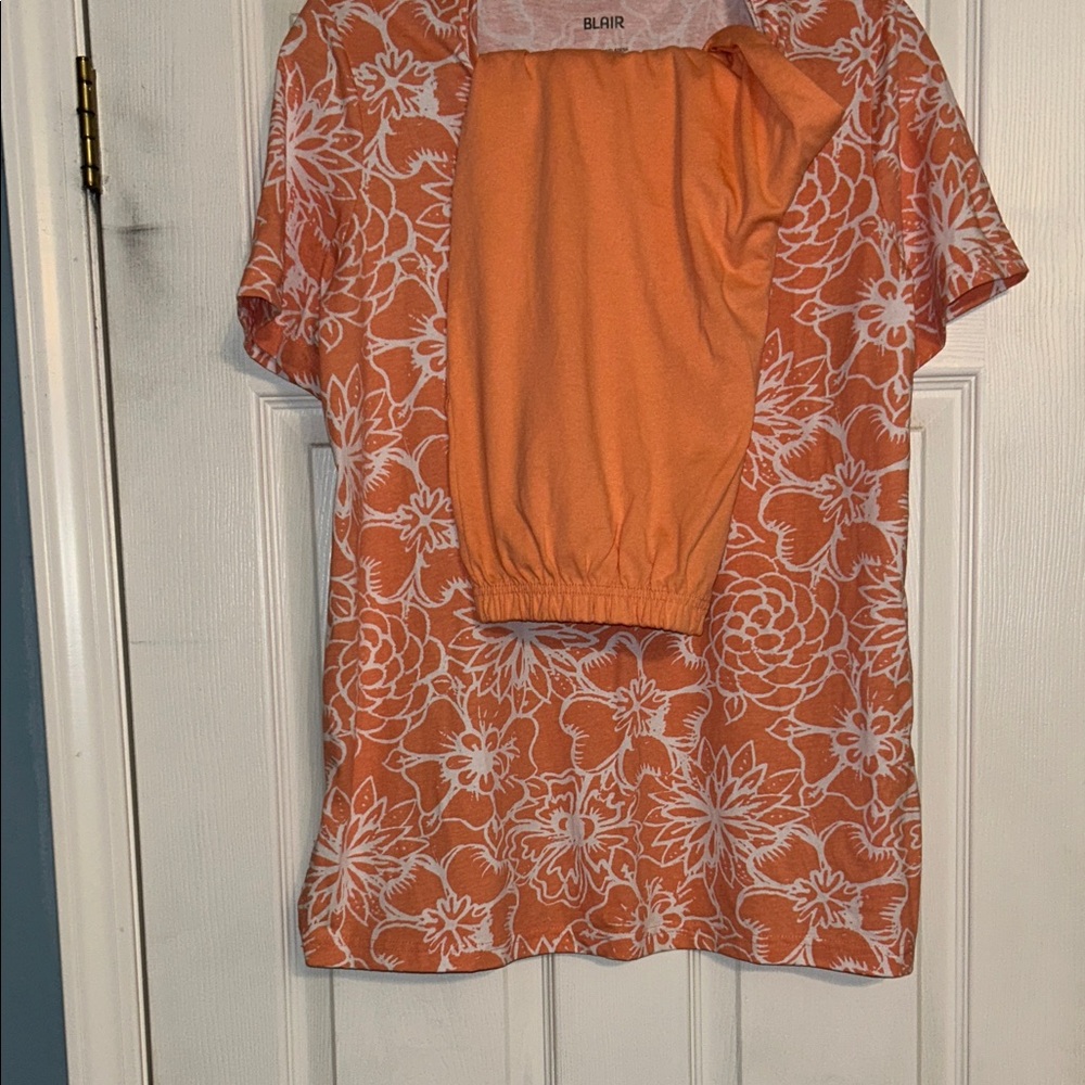 Blair Women's Orange and White Floral Tee with capri pants